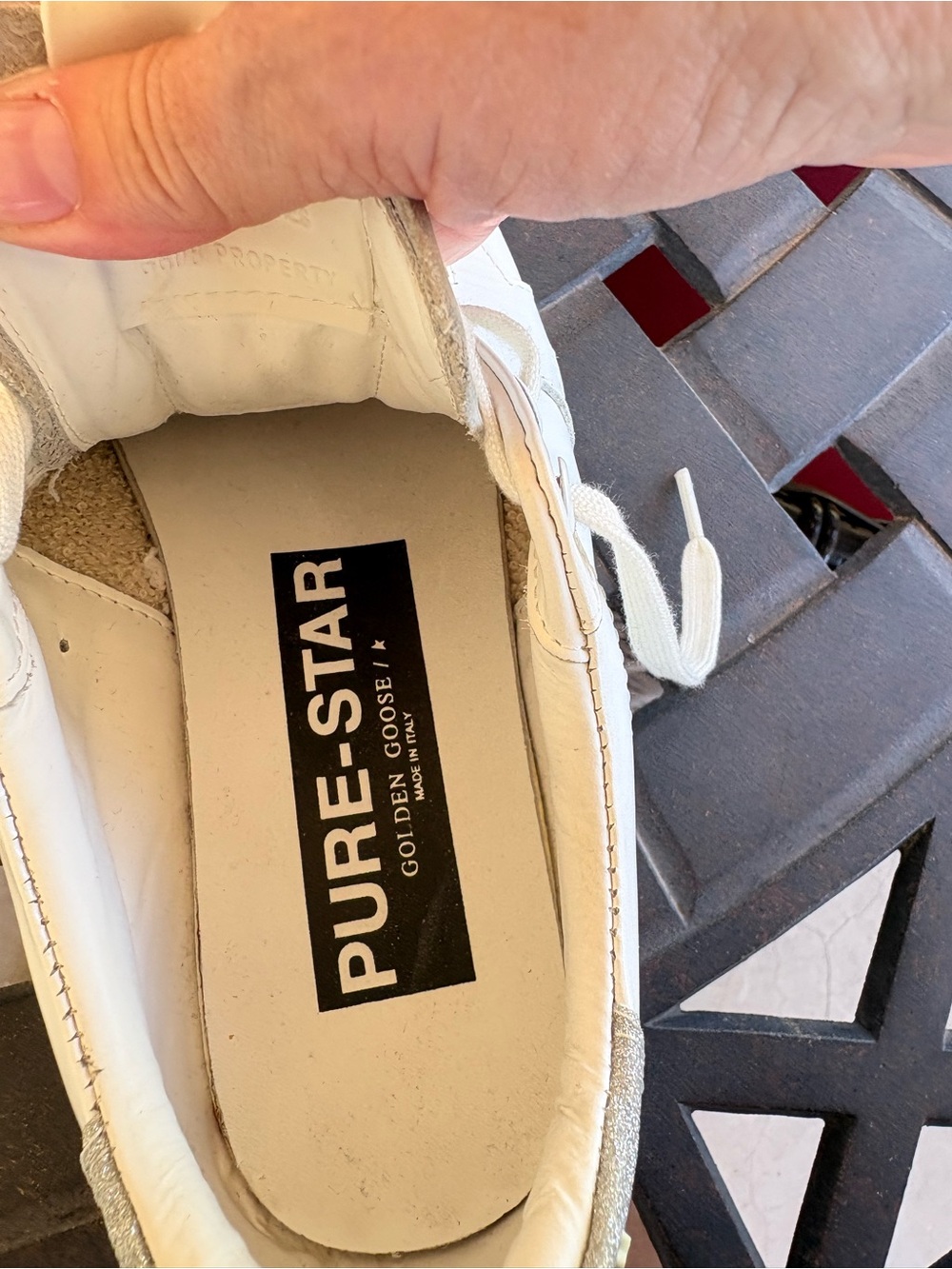 Golden Goose White Leather Low-Top Sneakers with Silver Heel Tab - Picture 6 of 8
